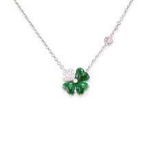 Load image into Gallery viewer, Lucky Clover Jadeite & Diamond Necklace | 幸運四葉草鑲鑽翡翠頸鍊