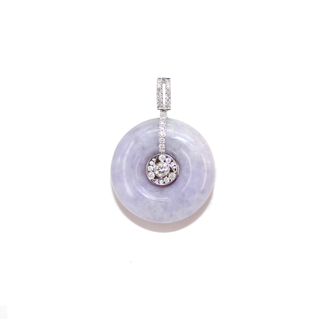 Purple Jadeite Perfection Diamond Pendant | 紫色翡翠鑲鑽圓滿扣吊墜