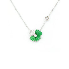 Load image into Gallery viewer, Lucky Clover Jadeite &amp; Diamond Necklace | 幸運四葉草鑲鑽翡翠頸鍊
