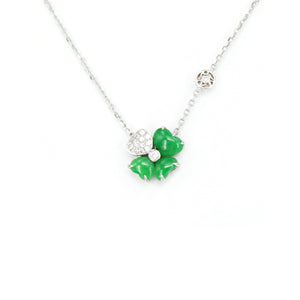 Lucky Clover Jadeite & Diamond Necklace | 幸運四葉草鑲鑽翡翠頸鍊